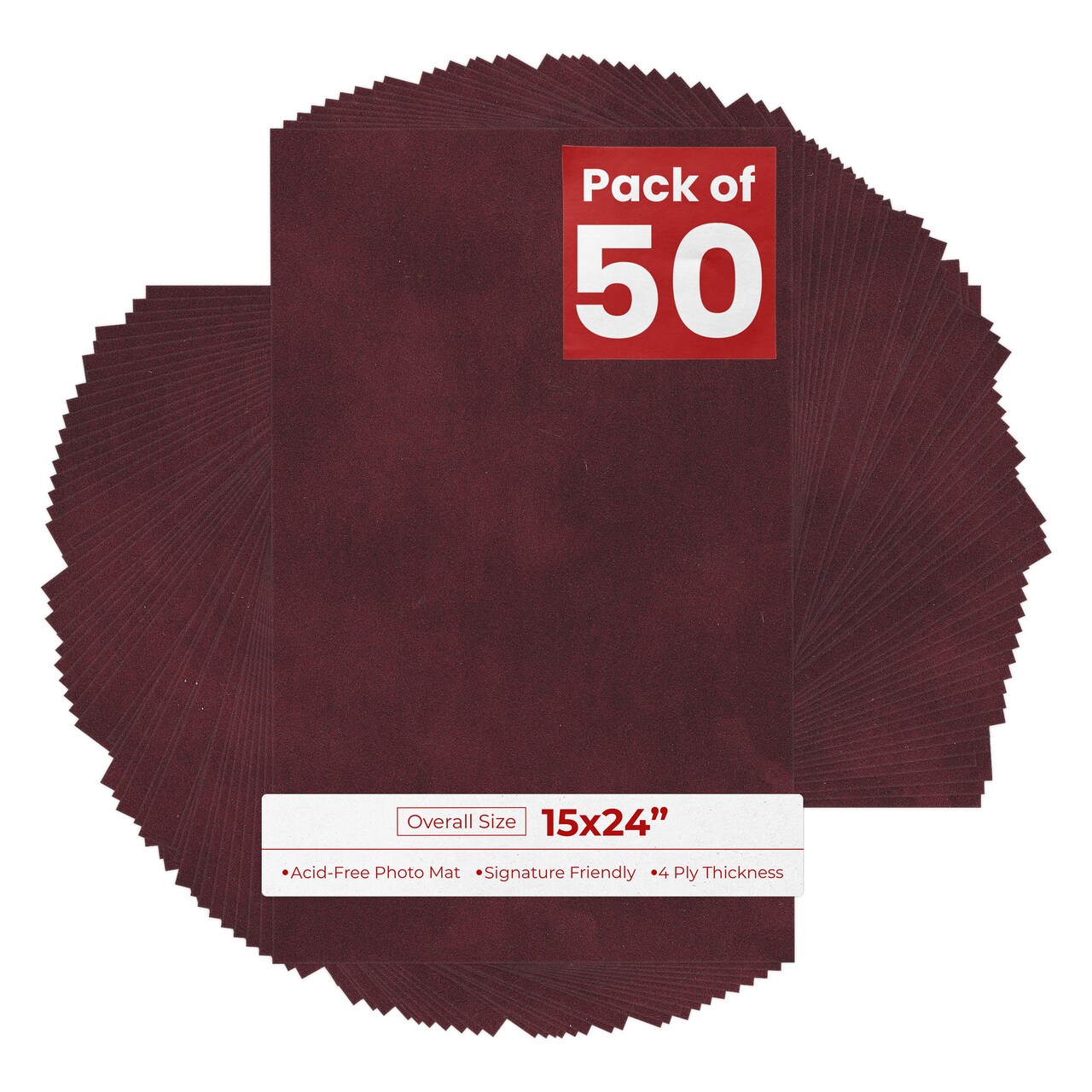 Dark Red Suede 15x24 Uncut Mat Board - Blank Sheets, No Opening
